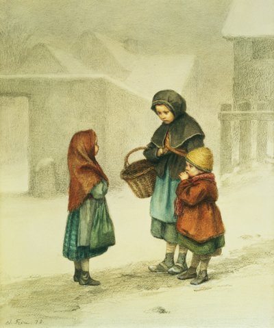 Conversation dans la neige - Pierre Edouard Frere